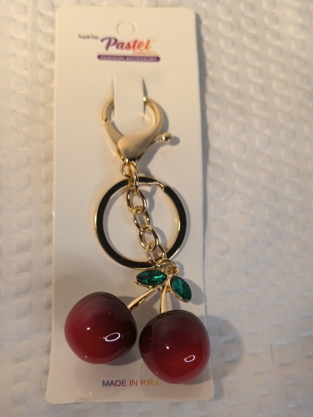 Pastels Gold Cherry Key & Card Holder - Red Ombre Cherries